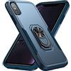 MILAN NICE Cover per iPhone X/iPhone XS Custodia Antiscivolo con Anello Regolabile 360 Gradi in TPU Morbido Nuovo Design Protettiva Resistente Antigraffio,Blu