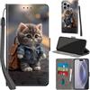 Haninsuze Cover per iPhone 16 Pro Max Custodia Cover Pelle Libro Portafoglio con Porta Carte Magnetica Protezione Antiurto Cuoio Flip Case Custodia Cover per iPhone 16 Pro Max, Gatto