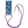 MRSTER Custodia con Collana per Xiaomi Mi Note 10 Lite, Brillantini Liquido Sabbie Mobili Bumper TPU Case con Cordino Cinturino Lanyard Cover per Xiaomi Mi Note 10 Lite. LP Love Blue