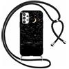 Foonary Cover con Cordino per Samsung Galaxy A32 5G 6,5, Custodia con Laccio Collana Tracolla Aesthetic Disegni Morbido Antiurto TPU Necklace Regolabile Protettiva Corda Case per Samsung A32 5G, Luna