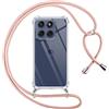 Pnakqil Cover per Motorola Edge 60 Fusion con Cordino, Trasparente Custodia con Laccio Tracolla Cellulare Girocollo Collana Protettiva per Motorola Edge 60 Fusion 6,67, Rosa