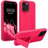 kwmobile 1x Custodia Compatibile con Apple iPhone 14 Pro Max - Cover Supporto Dita - Back Case per Smartphone - Protezione Gommata rosa shocking