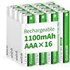 Granicell Batterie ricaricabili AAA 1100 mAh ad alta capacità 1500 cicli, batteria NiMH bassa autoscarica AAA da 1,2 V, confezione da 16