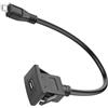 QIANRENON Adattatore micro USB quadrato a scatto, cavo corto micro USB maschio a femmina, cavo di prolunga per montaggio fisso incorporato, 480 Mbps 5 V2A, per cruscotto auto e camper, 30 cm