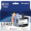 Woungzha Cartucce d'inchiostro LC422XL, compatibile con Brother LC422 LC422 XL per Brother MFC-J5340DW J5345DW J5740DW J6540DW J6940DW Stampanti (4 Pack)