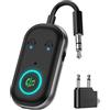 ORIA Ricevitore Trasmettitore Bluetooth 5.3, Adattatore Bluetooth per Aereo con Doppio Accoppiamento, Cancellazione del Rumore CVC, Adattatore Audio Wireless AUX da 3.5mm per TV, Altoparlanti