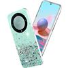 Yarxiawin Brillante Custodia per Honor Magic 5 Lite, Effetto Glitter per Honor Magic 5 Lite Cover Trasparente Silicone Sottile Leggera Morbida Rosa Case Elegante per Donne (Verde)
