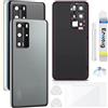 Enkeig Vetro posteriore Sostituzione per Huawei P40 Pro Back Cover copribatteria + Kit di Riparazione(Argento)
