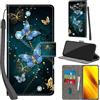 PHINIENLAND Cover per Xiaomi Poco X3 / X3 Pro Case PU Pelle Custodia [Kickstand] [Chiusura magnetica] [Slot per Schede], Portafoglio Flip Custodia per Poco X3,Farfalla