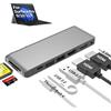 Rytaki Surface Pro 11/10/9/X Docking Station con 2 HDMI 4K@60Hz, Thunderbolt 4 (video 8K, 40Gbps, 100W), Hub USB-C 8-in-1 per 3 Monitor, SD/TF Card Reader, 3,5 mm per Surface Pro 11/10/9/X Adattatore
