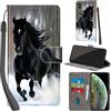 PHINIENLAND Cover per iPhone X/iPhone XS custodia portafoglio Cavallo nero | 3 scomparti carte, 1 tasca banconote, Chiusura magnetica, Supporto, Pelle PU flip cover per iPhone X / XS