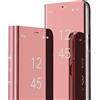 LEMAXELERS Custodia per Honor 400 Lite 5G Makeup Effetto Specchio Clear View Flip Custodia a libro con Standing 360°Protector Glitter Phone Case Compatibile con Honor 400 Lite 5G M-Rose Gold QH.