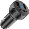 GemCoo 4-Porte Caricabatteria Auto USB C, 126W Accendisigari USB C Adattatore 2*PD+2*QC3.0 USB, Caricabatteria da Auto USB C con Voltmetro LED, Ricarica Veloce per IOS, Android, Compresse