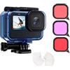 Honghauth Custodia impermeabile con filtri subacquei per GoPro Hero 13/12/11/10/9, colore nero, 60 m, con filtri rossi e magenta, per immersioni, snorkeling e sport acquatici