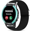 Lamshaw Cinturino compatibile con SaveFamily Smartwatch 18 mm - Nylon elastico regolabile per SaveFamily Slim 4G/SaveFamily Enjoy- Cinturino sportivo di ricambio (nero)