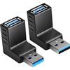 HSP-HSWITI Adattatore USB 3.0 ad alta velocità, verticale a 90 gradi, da maschio a femmina, estensore, connettore con angolo verso l'alto e verso il basso (2 pezzi)