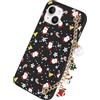 Yoedge Natale Cover per iPhone 14/iPhone 13 6,1 con Catena, Natalizia Braccialetto Custodia con Carino Disegni Cartoon Babbo Natale, Sottile Silicone TPU Antiurto Christmas Case para iPhone 14, Nero