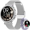 Sanorum Smartwatch Donna, 1.27 HD Orologio Smartwatch con Chiamata Bluetooth Fisiologia Feminile Sonno 24H Cardiofrequenzimetro/SpO2 Fitness Tracker 120+ Sportive IP68 Contapassi Android iOS, Argento