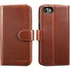 Lensun Cover per iPhone SE 2022/SE 2020/iPhone 7/iPhone 8, Custodia Vera Pelle Libro RFID Portafoglio Chiusura Magnetico Flip Custodie Cuoio per iPhone 7/8/SE 3/2 -Marrone Scuro
