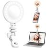 SelfieShow Luce Selfie con Clip, Selfie Ring Light, Luce per Video LED Fotografia con Batteria Portatile, Dimmerabile 3 Modi per iPhone/iPad/Laptop/Vlog (Bianco)