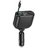 Jubor 5 in 1 Caricatore Auto, 66W Accendisigari Auto con 4 Porte, Ricarica Rapida per Auto 12V/24V con USB-C/USB-A Compatibile con iPhone 17/16/15, Galaxy S25/S24, Android