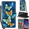 Haninsuze Cover per Samsung Galaxy A6 2018 Custodia Cover Pelle Libro Portafoglio con Porta Carte Magnetica Protezione Antiurto Cuoio Flip Case Custodia Cover per Samsung A6 2018, farfalla dorata