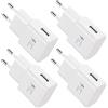 KenSera 4 Pezzi Caricatore Alimentatore USB da Caricabatterie USB Presa Spinotto 15W Per iPhone 14/13/12/11/X 8/7/6, Samsung Galaxy S22 S21 S20 S10 S7 S8 S9/Edge/Plus/Active, A13 A15 A52, Note 5/8/9/10
