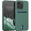 kwmobile Cover compatibile con Apple iPhone 13 Pro - in Silicone morbido - Custodia con scomparto porta carte biglietti - Back Case verde militare matt