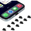 CaseBuy 10 tappi antipolvere compatibili con iPhone 12, 12 Mini, 12 Pro Max, 11, 11 Pro, X, XS, XR, 8, 7, iPhone porta di ricarica antipolvere | tappi antipolvere in silicone per iPhone, colore: nero
