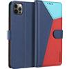 ELESNOW Cover per iPhone 12Pro Max-6.7, Custodia in Pelle Magnetica Libro Flip Caso Portafoglio con [Kickstand] [Slot per Schede] [Chiusura Magnetica] per Apple iPhone 12 Pro Max (Blu/Rosso/Celeste)