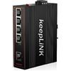 keepLiNK Switch PoE industriale a 5 porte Gigabit non gestito, switch su guida Din Ethernet da 125 W, intervallo di temperatura operativa IP40 di -30° - 75°C (-22° - 167°F)