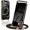 Micoden Cover Cordino per iPhone 11 Amore Cuore Donne Morbido Silicone Ultra Sottile Case con Protezione fotocamera Antiurto AntiGraffio Custodia con Regolabile Collana per iPhone 11 Nero