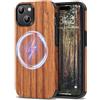 TENDLIN Cover Magnetica per iPhone 15 Plus Compatibile con MagSafe Custodia in Legno e Silicone Compatibile con iPhone 15 Plus (Legno di Sandalo Rosso)