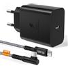 Acezeek 45W Caricatore con Nylon Cavo Tipo C Ricarica Rapida 3M, PD Charger Caricatore Type C, Spina USB C per S23 Ultra/S23 Plus/S22 Ultra/S22 Plus/Tab S8/S8 Ultra/S7/S7 FE/S7 Plus(Nero)