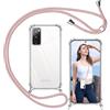 ISOI - Cover con Cordino compatibile con Samsung Galaxy S20 FE, Regolabile Collana Tracolla Laccio Collo, Trasparente Custodia in Silicone TPU Morbido con Paraurti Airbag Antiurto - Rosa