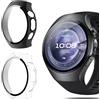 QULLOO Cover per Huawei Watch 5 46mm Morbida TPU Protettiva Custodia in Utrasottile con Pellicola Protezione Schermo per HuaWei Watch Fit 4 (Nero + Trasparente)