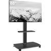 AOKCOS Supporto per TV arrotolabile con ripiano in legno, supporto per TV da 32 a 65 pollici, altezza regolabile, orientabile fino a 40 kg, max. VESA 400 x 400 mm (nero)