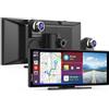 Carpuride CarPlay e Android Auto Wireless Portatile con Dash Cam - W125A Schermo IPS HD da 11,26,Telecam Anteriore 4K + Telecam Posteriore 1080P,Registrazione in loop,Audio Bluetooth,GPS,Siri,Musica