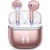 HOIFA Cuffie Bluetooth, Auricolari Bluetooth 5.4 Cuffie Wireless In Ear con microfono stereo ENC HD, cuffie wireless bluetooth 50H, Cuffiette Wireless IP7 Impermeabile con Display LED, Oro rosa