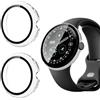Yenwen Custodia per Google Pixel Watch 4 45mm Cover, 2 Pezzi HD Anti-Graffio Case, Schermo Vetro Temperato, Silicone TPU Custodia Antiurto Protettiva - Nero