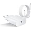 WeaxiTex Caricabatterie ricarica rapida per phone 16/16 Pro/16Pro Max/16 Plus/15/15 Pro/15 Pro Max/15 Plus/per Pad Pro/Air, 25W USB C,adattatore CA con cavo da 6FT