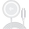 yootech Stazione di ricarica, Mag-Safe Caricatore wireless magnetico 15w per iPhone 16 15 Pro Max Plus/14 13 12/Air-Pods Pro, Ricarica magnetica senza fili- Bianco