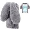 LCHDA Cover per iPhone SE 2020 / iPhone 8 / iPhone 7, Carino Orecchie da Coniglio 3D Morbide Palle di Pelo Pelliccia Sintetica Peluche Soffice Flessibile TPU Paraurti Custodia Protettiva - Grigio