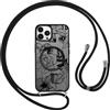 Yoedge Cover Magnetica per iPhone 16 Pro 6,3 con Cordino, Compatibile con MagSafe, Aesthetic Fiori Disegno Custodia con Tracolla Laccio Corda Collana, Traslucida Silicone TPU PC Antiurto Case, Nero 2