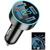 Tuwonwa 4-Porte Accendisigari USB C 66W QC3.0 & PD, Presa USB Accendisigari con Caricatore Telefono Auto Universale,Caricatore Type Auto Rapido con Voltmetro LED 12V/24V