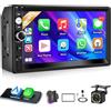 Motorsi Wireless Carplay Android Auto 2 Din Autoradio, Motorsi 7" Touch Screen Car Radio MP5 Player, Support Bluetooth 5.2/MirrorLink/FM/AM/RDS Radio/USB/AUX/7 Colore Backlight+Rear Camera