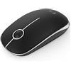 seenda Mouse senza fili, 1600 DPI, tasti silenziosi, nero e argento | Mouse wireless 2,4G per mancini e destrorsi, durata della batteria di 18 mesi, compatibile con Windows, Mac, Linux