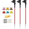 Aiqeer 3 Pezzi 12V / 24V Basso-Profilo Add-a-Circuit Portafusibili, Adattatore Fusibili Auto con 16 AWG Cavo, 0 6 Pezzi Fusibili a Lama Micro e Estrattore di Fusibili (Terminale di Testa)