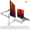 ALBERENZ® Supporto per laptop e monitor 2 in 1 con molla a gas, supporto regolabile a doppio braccio per laptop da 12-17 e monitor da 17-32, design ergonomico, regolabile in altezza e inclinabile,
