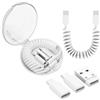 YACSEJAO Kit adattatore per cavo di ricarica multi USB C a spirale, multi-tipo USB, convertitore portatile con adattatore iOS/Micro USB/USB A (bianco)